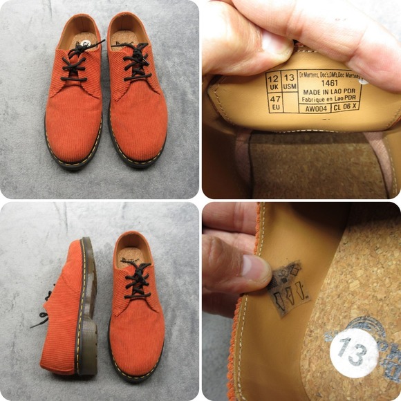 Dr. Martens Other - Dr. Martens 1461 Oxford Shoes Mens 13 Orange Corduroy Classic Lace Up Casual EUC